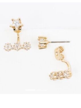 Plunder Gold Tone Patricia Star Front-Back Ear Jacket Earrings